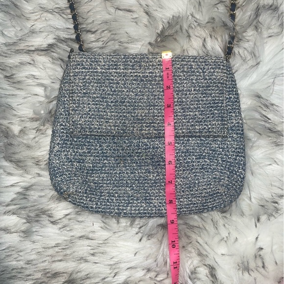 Vintage💙Blue woven crossbody bag with chain strap flap bag vintage bag y2k bag - Picture 5 of 14